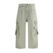 R13 Cargo Boot-Cut Jeans med Maxi Fickor Green, Dam