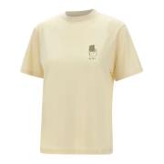 Autry Bomull T-shirt med Logotyptryck Beige, Dam