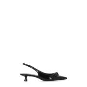 Stuart Weitzman Svart läder slingback med pil tå Black, Dam