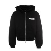 Jacquemus Zip Hoodie med Gros Grain Logo Black, Herr