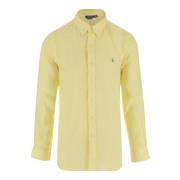 Polo Ralph Lauren Logo Linne Knapp-Down Skjorta Gul Yellow, Herr