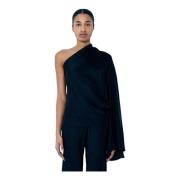 Rick Owens Asymmetrisk Satintopp Black, Dam