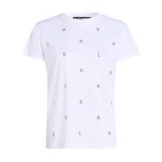 Karl Lagerfeld VIT T-Shirt Bokstaver Strass White, Dam