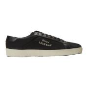 Saint Laurent Klassiska canvas sneakers med logotypdetalj Black, Herr