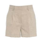 Ottod'Ame Beige Bermudas med Veck och Fickor Beige, Dam