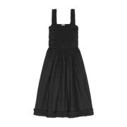 Ganni Poplin Ruched Klänning Black, Dam