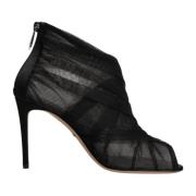 Dolce & Gabbana Svart Mesh Stiletto Ankelboots Black, Dam