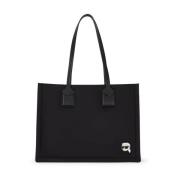 Karl Lagerfeld Tote M Nylon Svart Logo Cirkulär Black, Dam