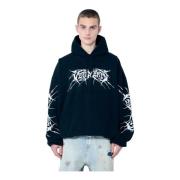 Vetements Grafiskt Tryck Cropped Hoodie Black, Herr