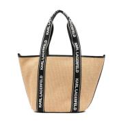 Karl Lagerfeld Essential Raffia Väska Beige, Dam