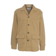 Paolo Pecora Brun Linneblandning Overshirt Jacka Brown, Herr