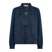 MOS Mosh Bohemiskt-inspirerad blus med v-ringning Blue, Dam