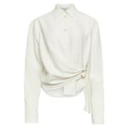 JW Anderson Off White Draperad Twisted Skjorta White, Dam