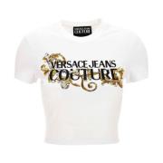 Versace Jeans Couture Kristalldekorerad vit T-shirt Polo White, Dam