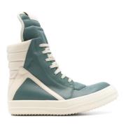 Rick Owens Läder Hög Topp Sneakers Munskölj Blue, Dam