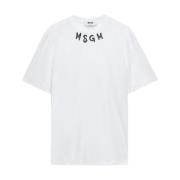 Msgm Bomull T-shirt i 01C stil White, Herr