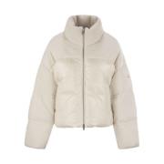 Moose Knuckles Kort Nylon Dunjacka med Huva White, Dam