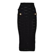 Balmain Elegant Viskos Polyester Kjol Black, Dam