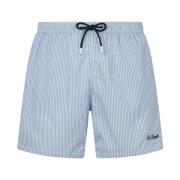 MC2 Saint Barth Randig polyester badklder med fickor Blue, Herr