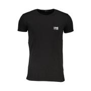 Cavalli Class Svart Bomull T-shirt med Print Logo Black, Herr