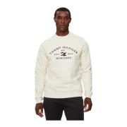 Tommy Hilfiger Logotyp Bomullssweatshirt - Klassisk Stil White, Herr