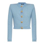 Balmain Kort kofta med monogram Blue, Dam