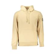 Calvin Klein Beige Borstad Bomull Hoodie med Central Ficka Beige, Herr