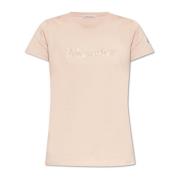 Moncler T-shirt med skimrande applikationer Pink, Dam