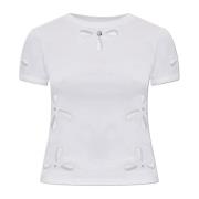 Coperni T-shirt med spetsmönster White, Dam