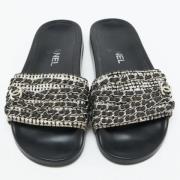 Chanel Vintage Pre-owned Tyg sandaler Black, Dam