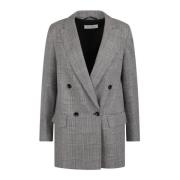 Max Mara Dubbelknäppt ullblazer med jacquard-monogram Gray, Dam