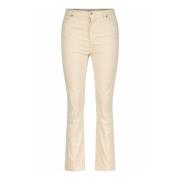 7 For All Mankind High-Waist Slim-Fit Flared Byxor Beige, Dam