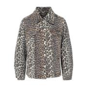 Ganni Leopardmönstrad Jeansjacka Brown, Dam