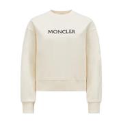 Moncler Broderad Logga Bomullsweatshirt White, Dam