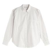 Anine Bing Klassisk Vit Button-Up Skjorta med Jacquard Monogram Beige,...