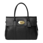 Mulberry Svart Läder Toteväska med Lås Black, Dam