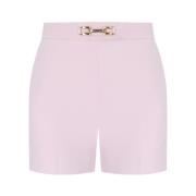 Elisabetta Franchi Rosa Horsebit Shorts i Stretch Crêpe Pink, Dam