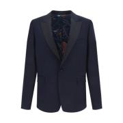 PS By Paul Smith Klassisk Ullblazerjacka med Revers Blue, Herr