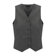 Andamane Melange V-ringad Knapp Fram Vest Gray, Dam