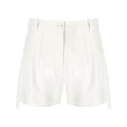 Elisabetta Franchi Ivory Smoking Shorts med Satinband Beige, Dam