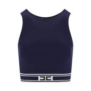 Elisabetta Franchi Randig Racerback Cropped Top Blå Elfenben Blue, Dam