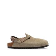 Birkenstock Beige Klackad Mocka Slingback Sandal Beige, Dam