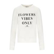 Elisabetta Franchi Ivory Sweatshirt med Logo Bokstäver Beige, Dam