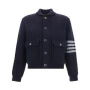 Thom Browne Kabelstickad ulljacka med fickor Blue, Herr