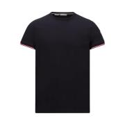 Moncler T-shirt med tricolour-trim - Navy Blue, Herr