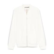 Liu Jo Vit Front Zip Sweater Logo Appliqué White, Dam