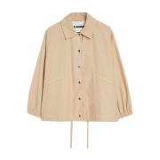 Jil Sander Logo-print vattenavvisande jacka med huva Beige, Dam