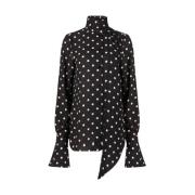 Nina Ricci Polka Dot Crepe de Chine Skjorta Black, Dam