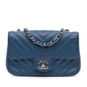 Chanel Vintage Pre-owned Laeder crossbodyvskor Blue, Dam