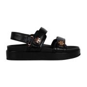 Tory Burch Sportig Kira Sandal med Kardborreknäppning Black, Dam